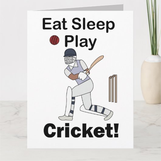Cricket Sports Eat Sleep Play Cricket カード (正面)