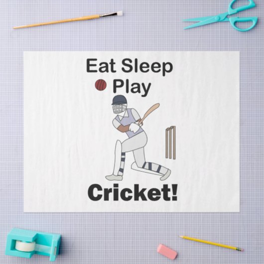 Cricket Sports Eat Sleep Play Cricket 薄葉紙 (クラフト)