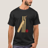 Cricket - Wicket, Bat and Ball Tシャツ (正面)