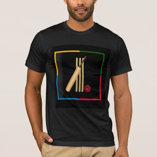Cricket, wicket, bat and ball,  tシャツ (正面)