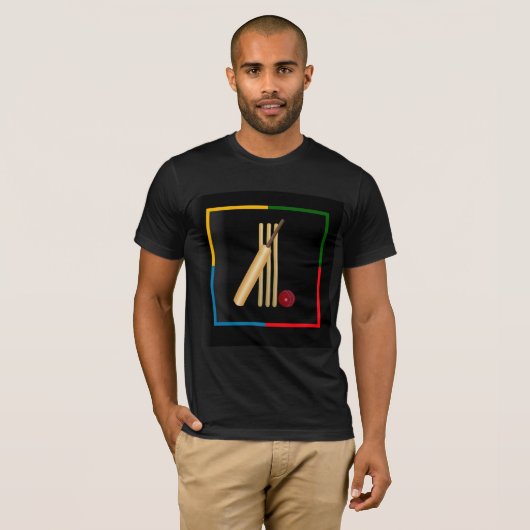 Cricket, wicket, bat and ball,  tシャツ (正面フル)