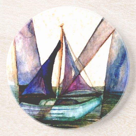 CricketDianeのヨットの抽象芸術1つの航行 コースター (正面)