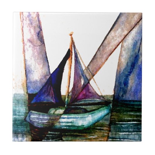 CricketDianeのヨットの抽象芸術1つの航行 タイル (正面)