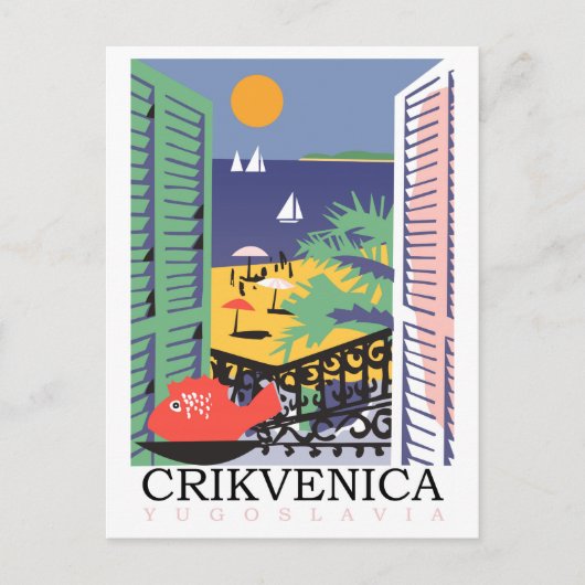 Crikvenica，ユーゴスラビア，ウィンドウビュー ポストカード (正面)