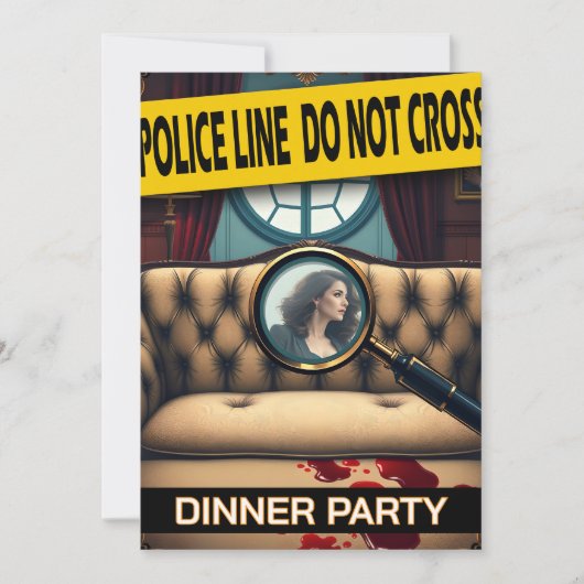 Crime murder mystery whodunit dinner party adults 招待状 (正面)