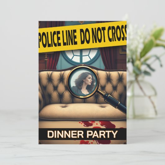 Crime murder mystery whodunit dinner party adults 招待状 (スタンド正面)