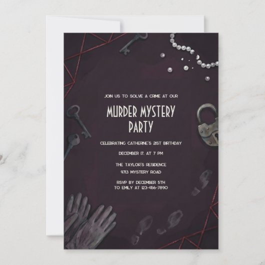 Crime Scene Murder Mystery Birthday Party 招待状 (正面)