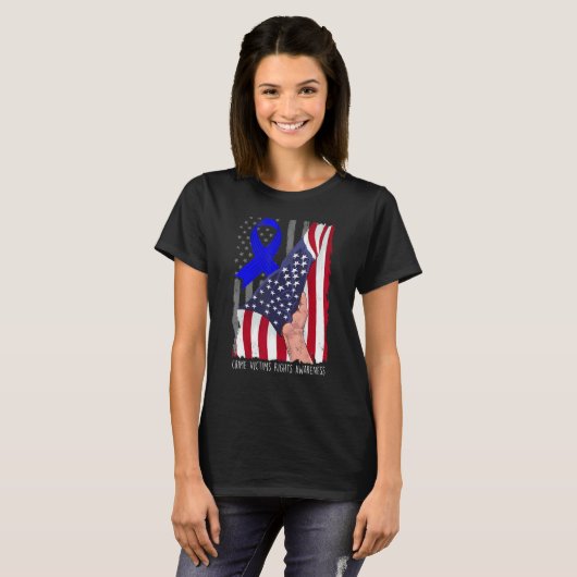 Crime Victims Rights Awareness American Flag Blue  Tシャツ (正面フル)