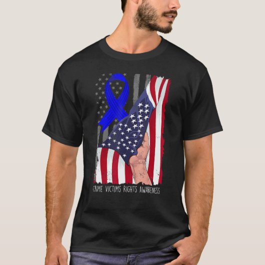 Crime Victims Rights Awareness American Flag Blue  Tシャツ (正面)