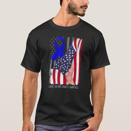Crime Victims Rights Awareness American Flag Blue Tシャツ (正面)