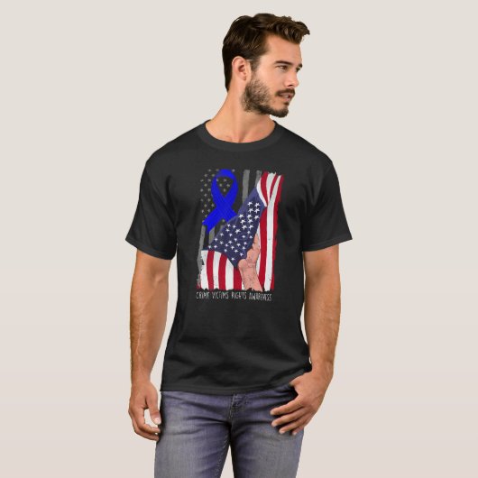 Crime Victims Rights Awareness American Flag Blue  Tシャツ (正面フル)