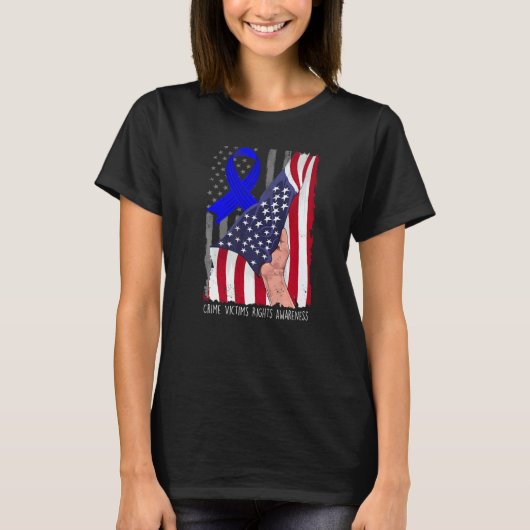 Crime Victims Rights Awareness American Flag Blue Tシャツ (正面)