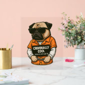 Criminally Cool Pug – Funny Mugshot Dog Design アクリルサイン (ウェディング)