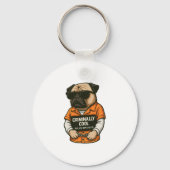 Criminally Cool Pug � Funny Mugshot Dog Design キーホルダー (正面)