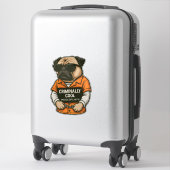 Criminally Cool Pug � Funny Mugshot Dog Design シール (スーツケース)