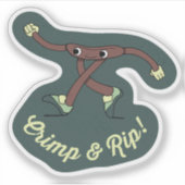 Crimp and Rip Retro Climbing Character Sticker シール (正面)
