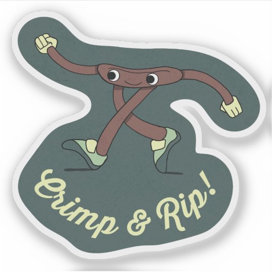 Crimp and Rip Retro Climbing Character Sticker シール (正面)