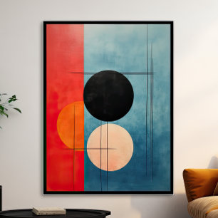 CrimsonとAzure:抽象芸術幾何学的ミニマリスト ポスター