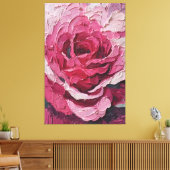 Crimson and Pink Rose Texture Abstract Wall Art キャンバスプリント (インサイチュ (リビング))