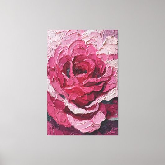 Crimson and Pink Rose Texture Abstract Wall Art キャンバスプリント (正面)