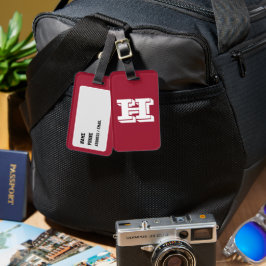 Crimson and Whit School Pride Color Style Monogram ラゲッジタグ