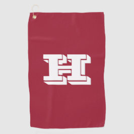 Crimson and White Varsity Letter Golf Towel ゴルフタオル