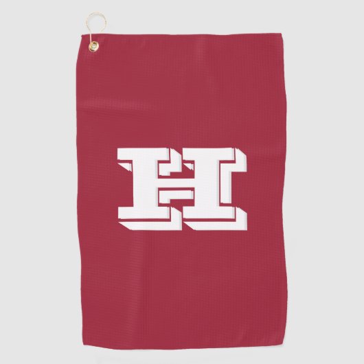 Crimson and White Varsity Letter Golf Towel ゴルフタオル (正面)