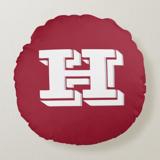 Crimson and White Varsity Letter  Monogram  ラウンドクッション (正面)