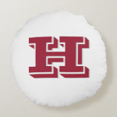 Crimson and White Varsity Letter  Monogram  ラウンドクッション (裏面)