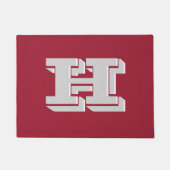 Crimson and White Varsity Letter Style Monogram ドアマット (正面)