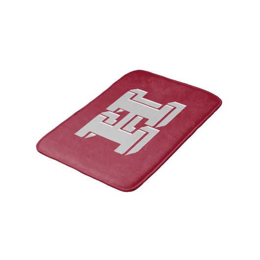 Crimson and White Varsity Letter Style Monogram バスマット (アングル)