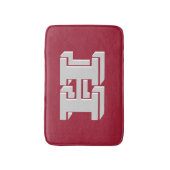 Crimson and White Varsity Letter Style Monogram バスマット (正面縦)