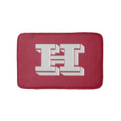 Crimson and White Varsity Letter Style Monogram バスマット (正面)