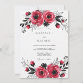 Crimson Artistic Romantic Wedding 招待状 (正面)