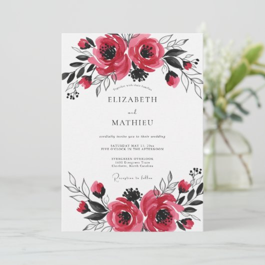 Crimson Artistic Romantic Wedding 招待状 (スタンド正面)