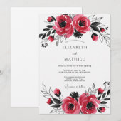 Crimson Artistic Romantic Wedding 招待状 (正面/裏面)