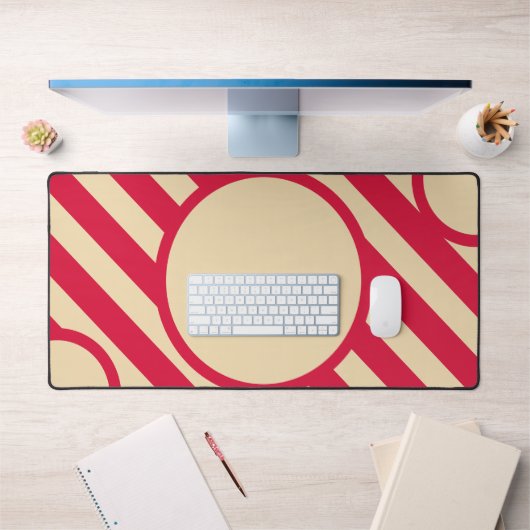 Crimson & Beige Diagonal Circle Mat – Customizable デスクマット (オフィス1)