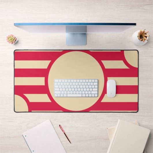 Crimson & Beige Sunburst Desk Mat – Customizable デスクマット (オフィス1)