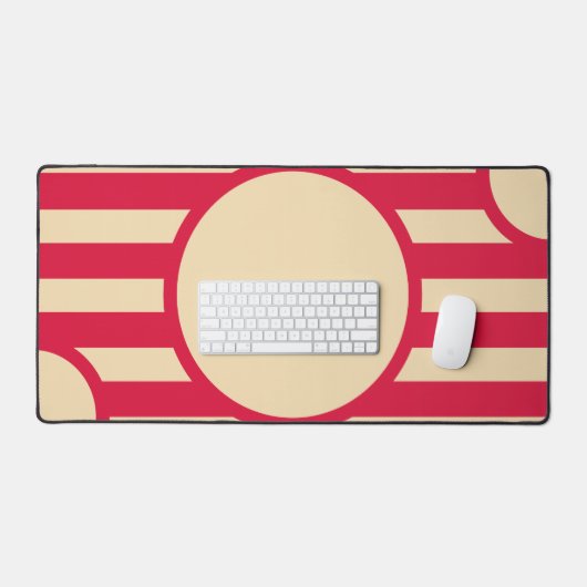 Crimson & Beige Sunburst Desk Mat – Customizable デスクマット (キーボード&マウス)