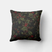 Crimson Berries Holiday Throw Pillow. クッション (裏面)