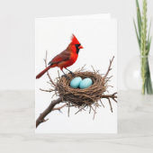 Crimson Bird Nesting Scene Card カード (正面)
