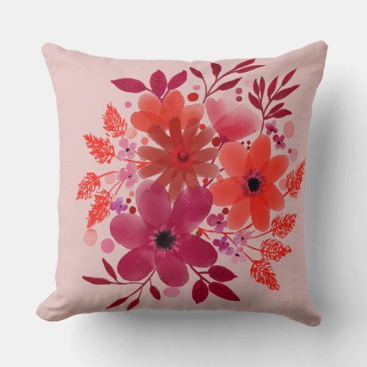 Crimson Bloom Bouquet Pillow クッション (正面)