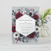 Crimson Bloom Moody Romance Wedding 招待状 (スタンド正面)