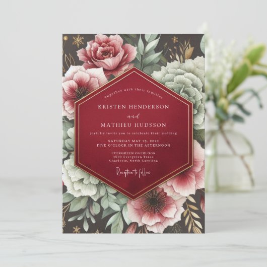 Crimson Bloom Romance Wedding 招待状 (スタンド正面)