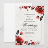 Crimson Bloom Romantic Wedding 招待状 (正面/裏面)