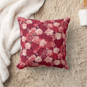 Crimson & Blush Seamless Rose Pattern クッション (ブランケット)