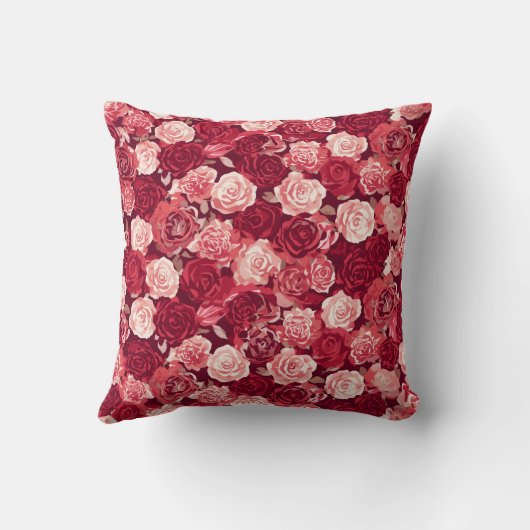 Crimson & Blush Seamless Rose Pattern クッション (裏面)