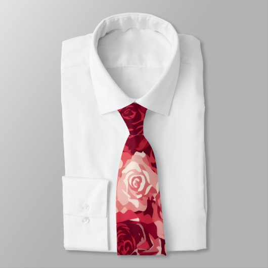 Crimson & Blush Seamless Rose Pattern ネクタイ (タイ)