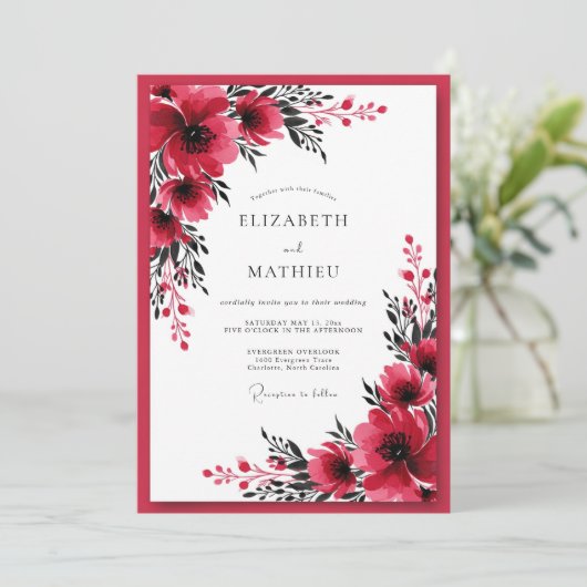 Crimson Bold Winter Wedding 招待状 (スタンド正面)