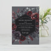Crimson Botanical Elegance Wedding 招待状 (スタンド正面)